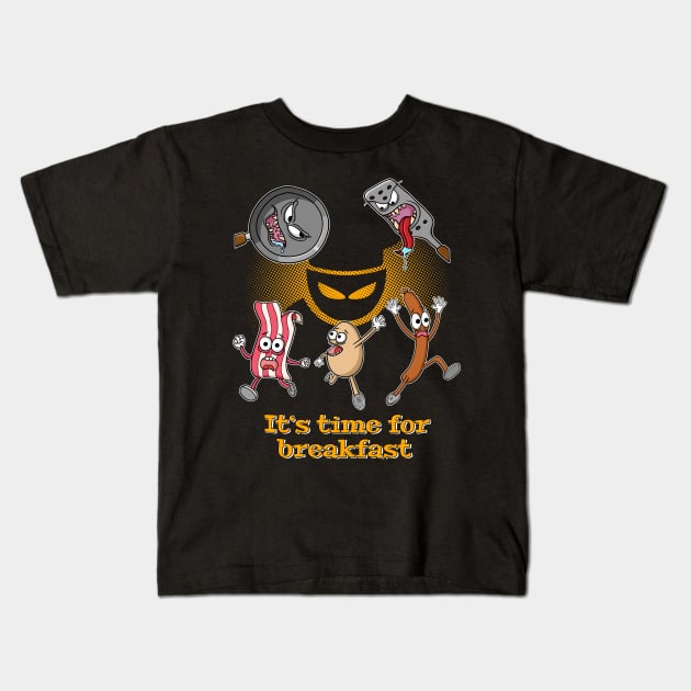 It's time for breakfast - funny horror Kids T-Shirt by Modern Medieval Design